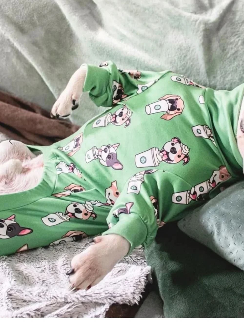Spark Paws Dog Pajamas with Coffee Cup Print